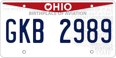 OH license plate GKB2989