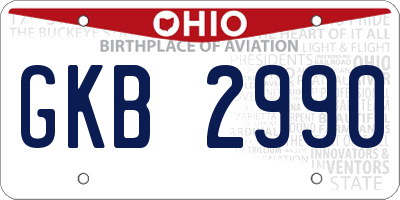 OH license plate GKB2990
