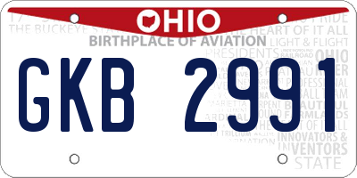 OH license plate GKB2991