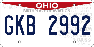 OH license plate GKB2992