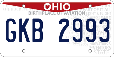OH license plate GKB2993