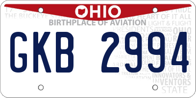 OH license plate GKB2994
