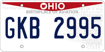 OH license plate GKB2995