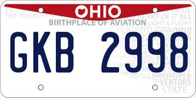 OH license plate GKB2998