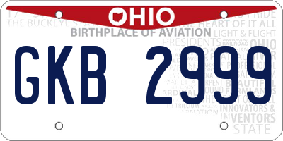 OH license plate GKB2999