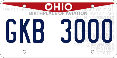 OH license plate GKB3000