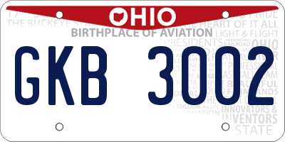 OH license plate GKB3002