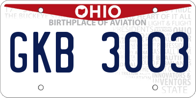 OH license plate GKB3003