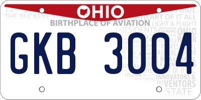 OH license plate GKB3004