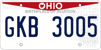 OH license plate GKB3005