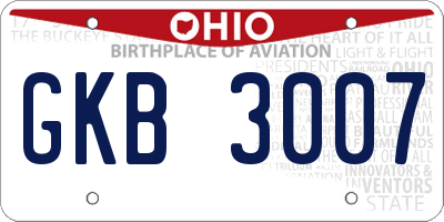 OH license plate GKB3007
