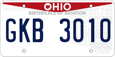 OH license plate GKB3010