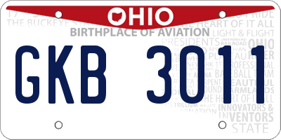 OH license plate GKB3011