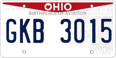 OH license plate GKB3015