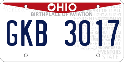 OH license plate GKB3017