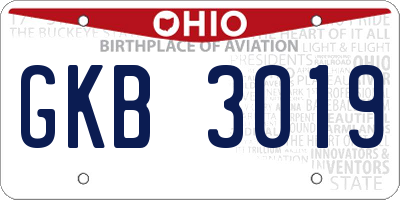 OH license plate GKB3019