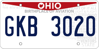 OH license plate GKB3020