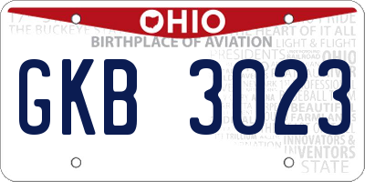 OH license plate GKB3023