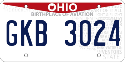 OH license plate GKB3024