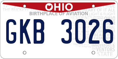 OH license plate GKB3026