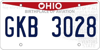 OH license plate GKB3028