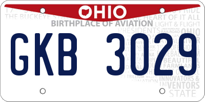 OH license plate GKB3029