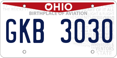 OH license plate GKB3030