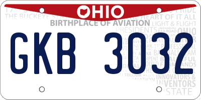 OH license plate GKB3032