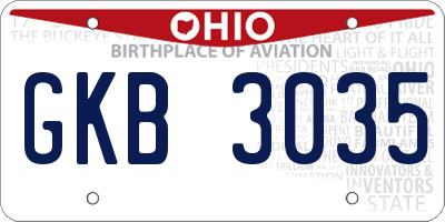 OH license plate GKB3035