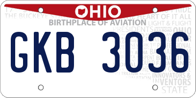OH license plate GKB3036
