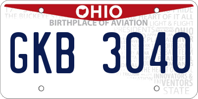 OH license plate GKB3040