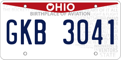 OH license plate GKB3041