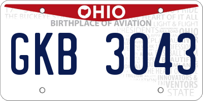 OH license plate GKB3043