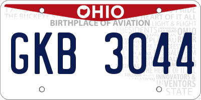 OH license plate GKB3044
