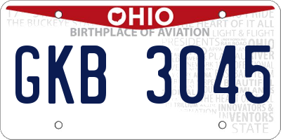 OH license plate GKB3045