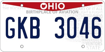 OH license plate GKB3046