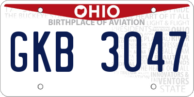 OH license plate GKB3047