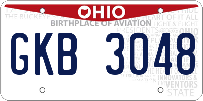 OH license plate GKB3048
