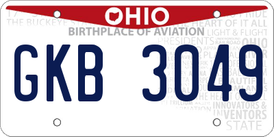 OH license plate GKB3049