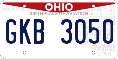 OH license plate GKB3050