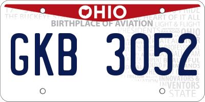 OH license plate GKB3052