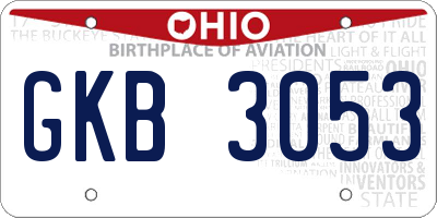 OH license plate GKB3053