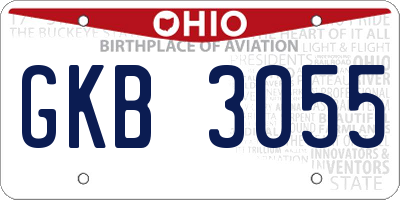 OH license plate GKB3055