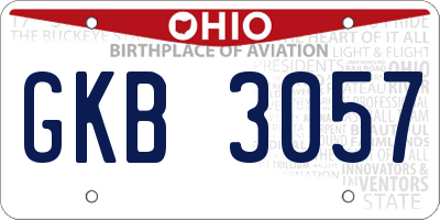 OH license plate GKB3057