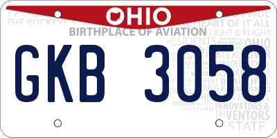 OH license plate GKB3058
