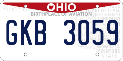 OH license plate GKB3059