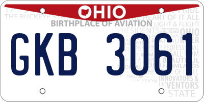 OH license plate GKB3061