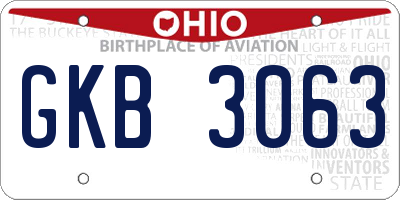 OH license plate GKB3063