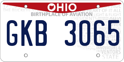 OH license plate GKB3065