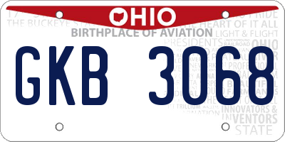 OH license plate GKB3068
